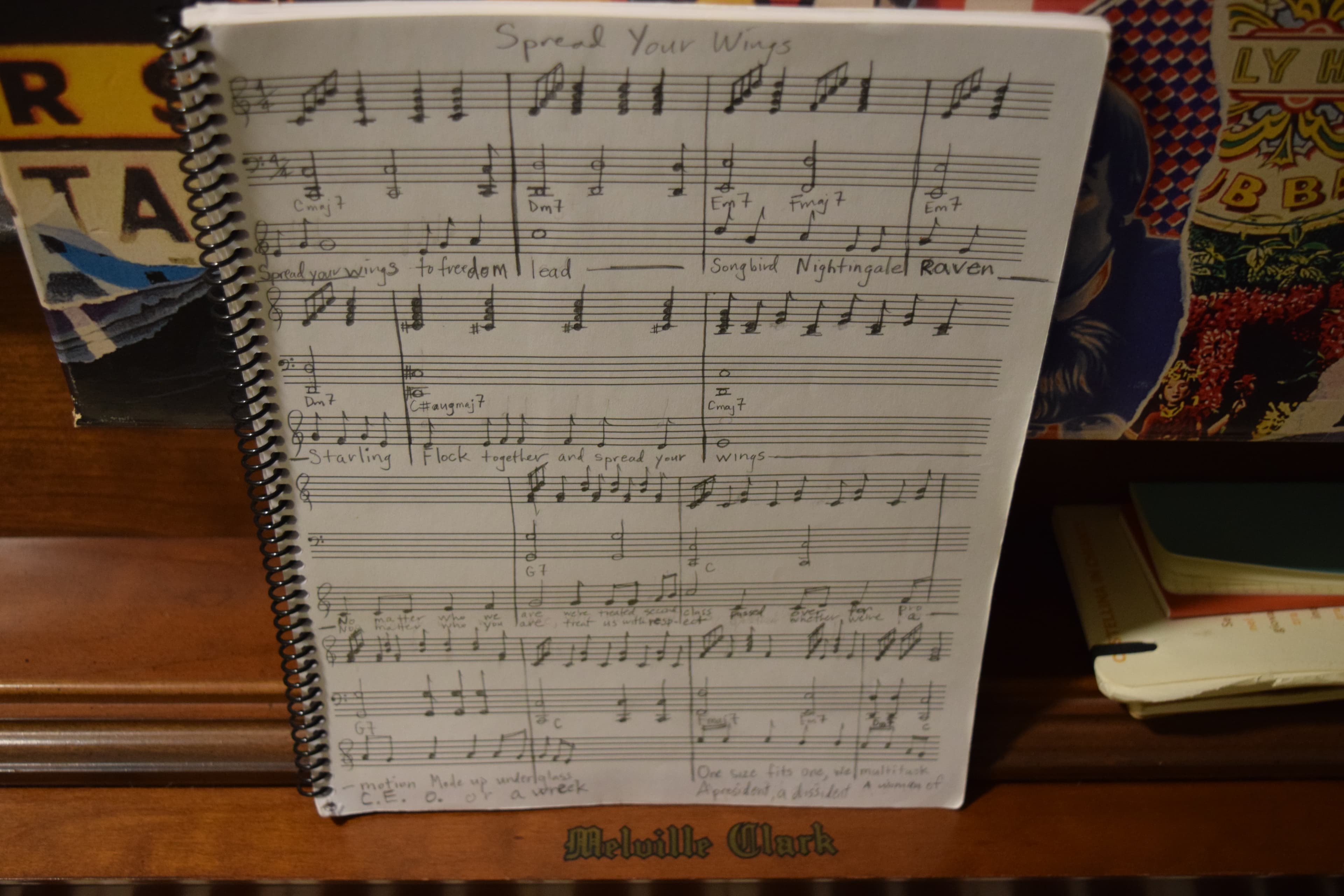 A handwritten lead sheet with music notation and lyrics